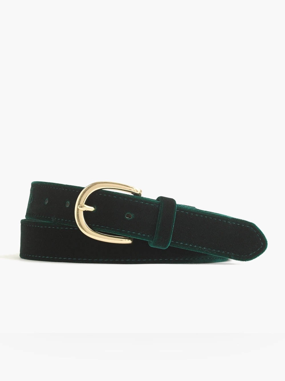 J. Crew Emerald Green Velvet Belt with Gold Buckle